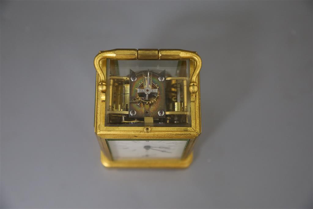 Drocourt & Co. A 19th century French quarter repeating carriage alarm clock